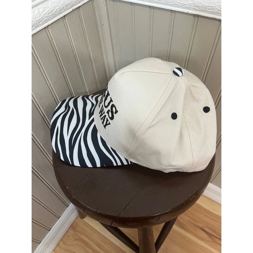 Jesus Is The Way Snapback Hat Zebra Print Brim Cream Christian Trucker Cap NEW